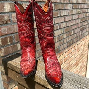 Dan Post Sidewinder Western Cowgirl Red Boots size 7.5
